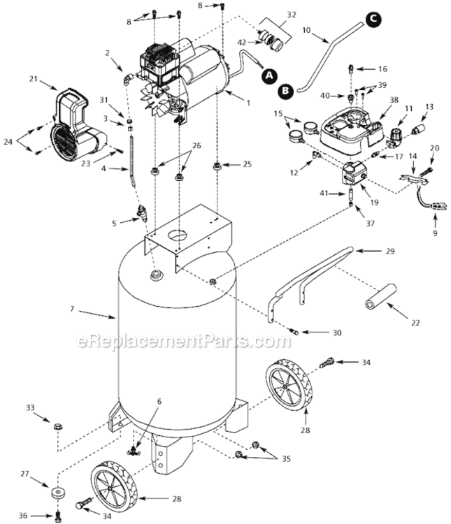 Page A Diagram and Parts List for WL611701  Campbell Hausfeld Compressor